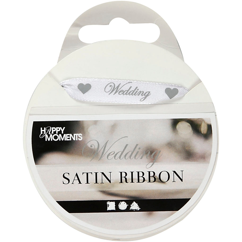 Creativ company satijnlint, b: 10 mm, wit, 8 m 1 rol