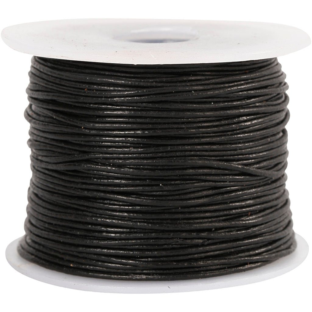 Creativ company leather cord, thickness 1 mm, black, 50 m 1 roll
