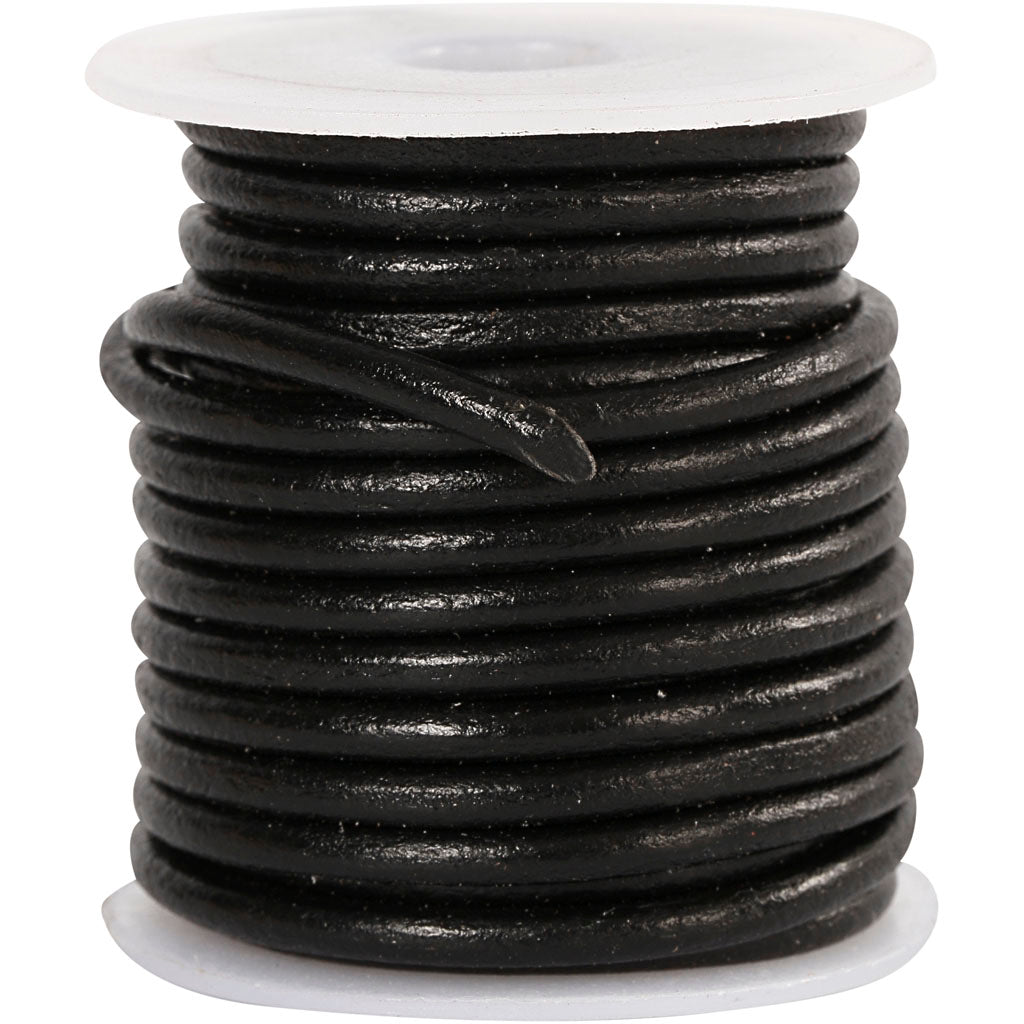Creativ company leather cord, thickness 3 mm, black, 5 m 1 roll