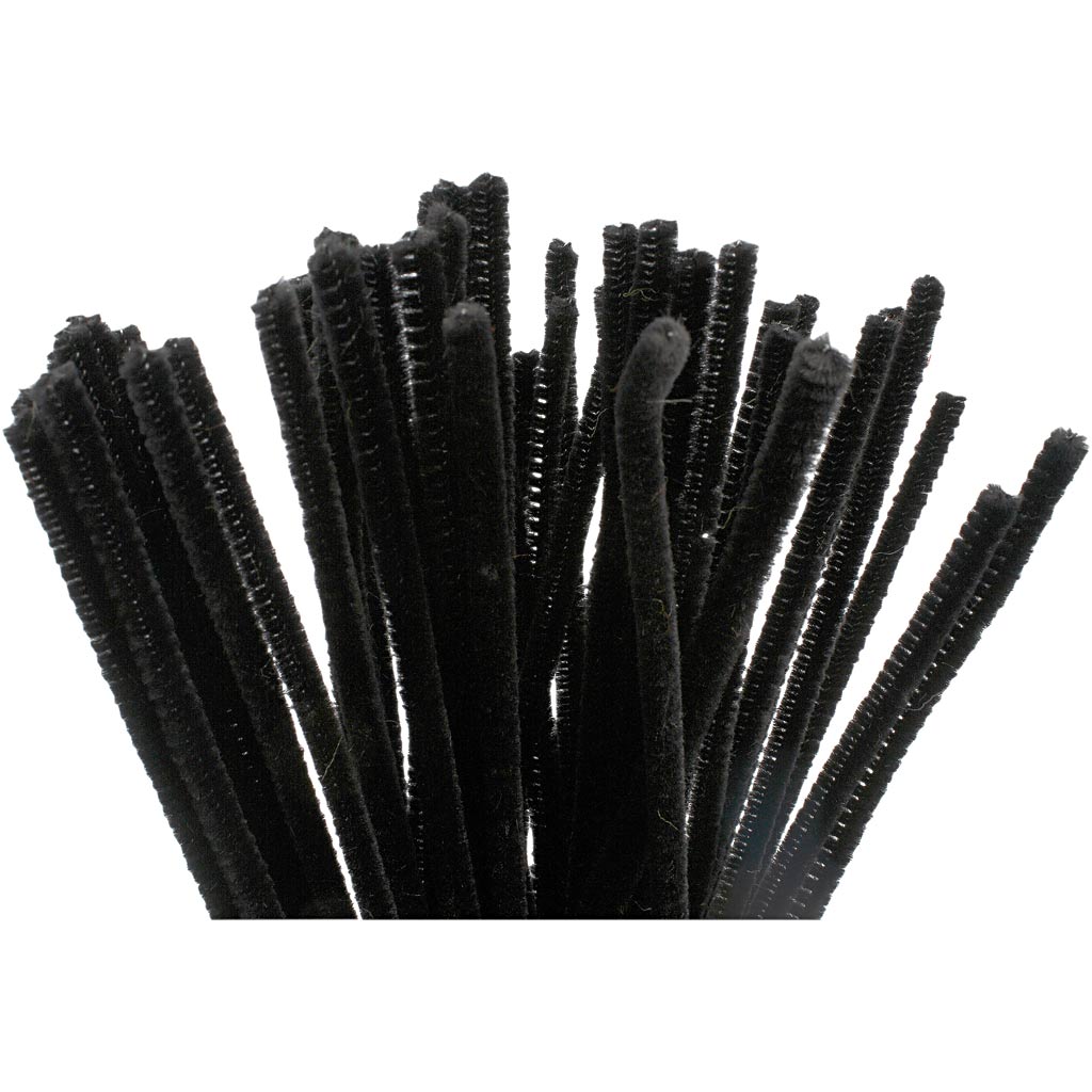 Chenille Black 30cm, 50 pcs.