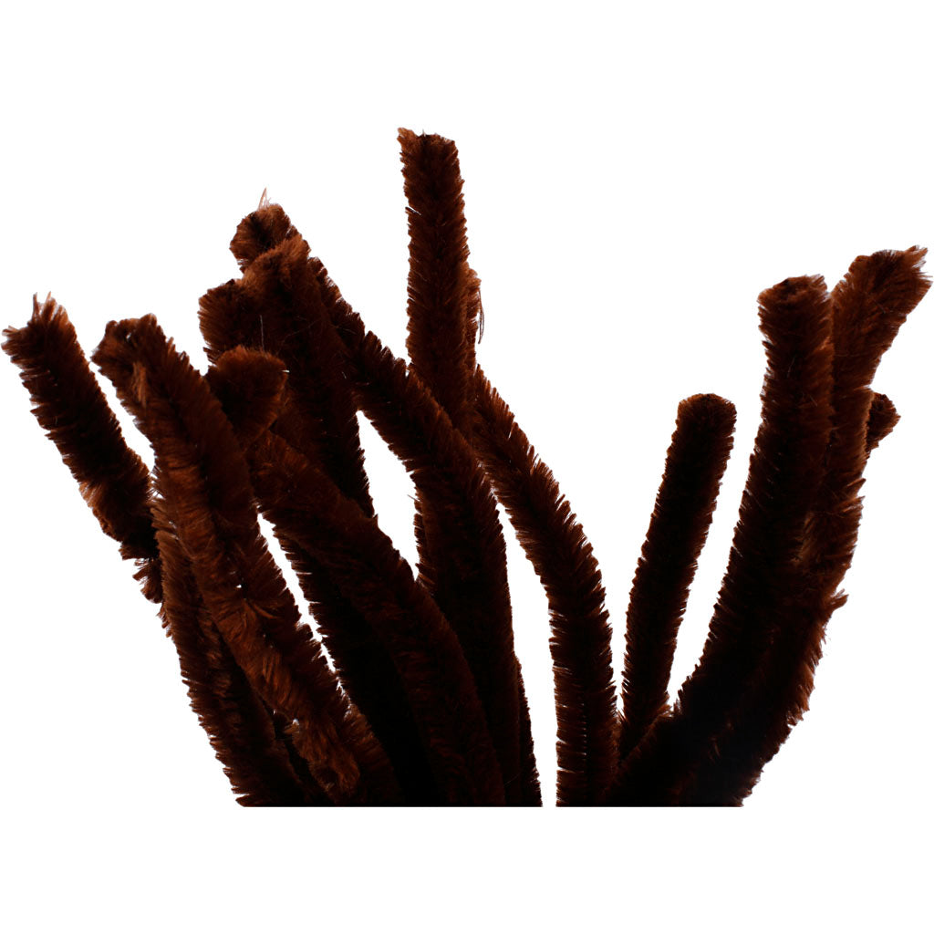 Creativ company chenille, l: 30 cm, dikte 15 mm, bruin, 15 stuk 1 doos