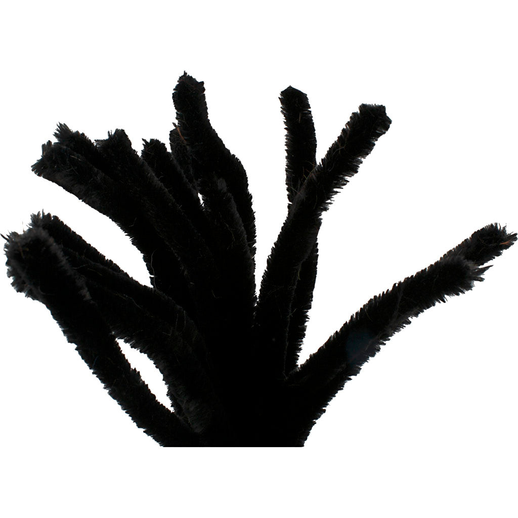 Creativ company chenille, l: 30 cm, thickness 15 mm, black, 15 pieces 1 box