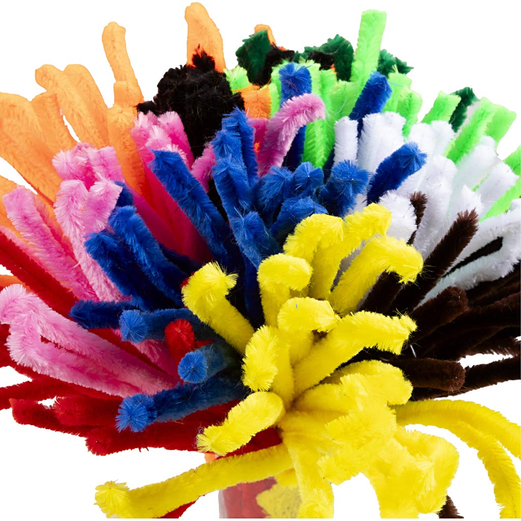 Creativ company chenille, l: 30 cm, thickness 15 mm, various colors, 200 div 1 box