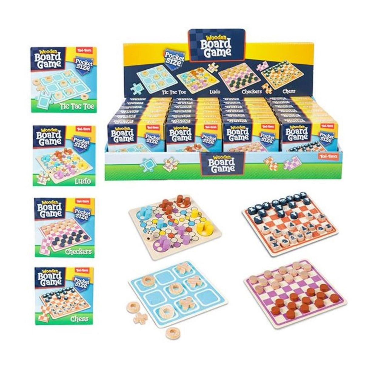 Toi-toys toi toys mini houten bordspel 8cm