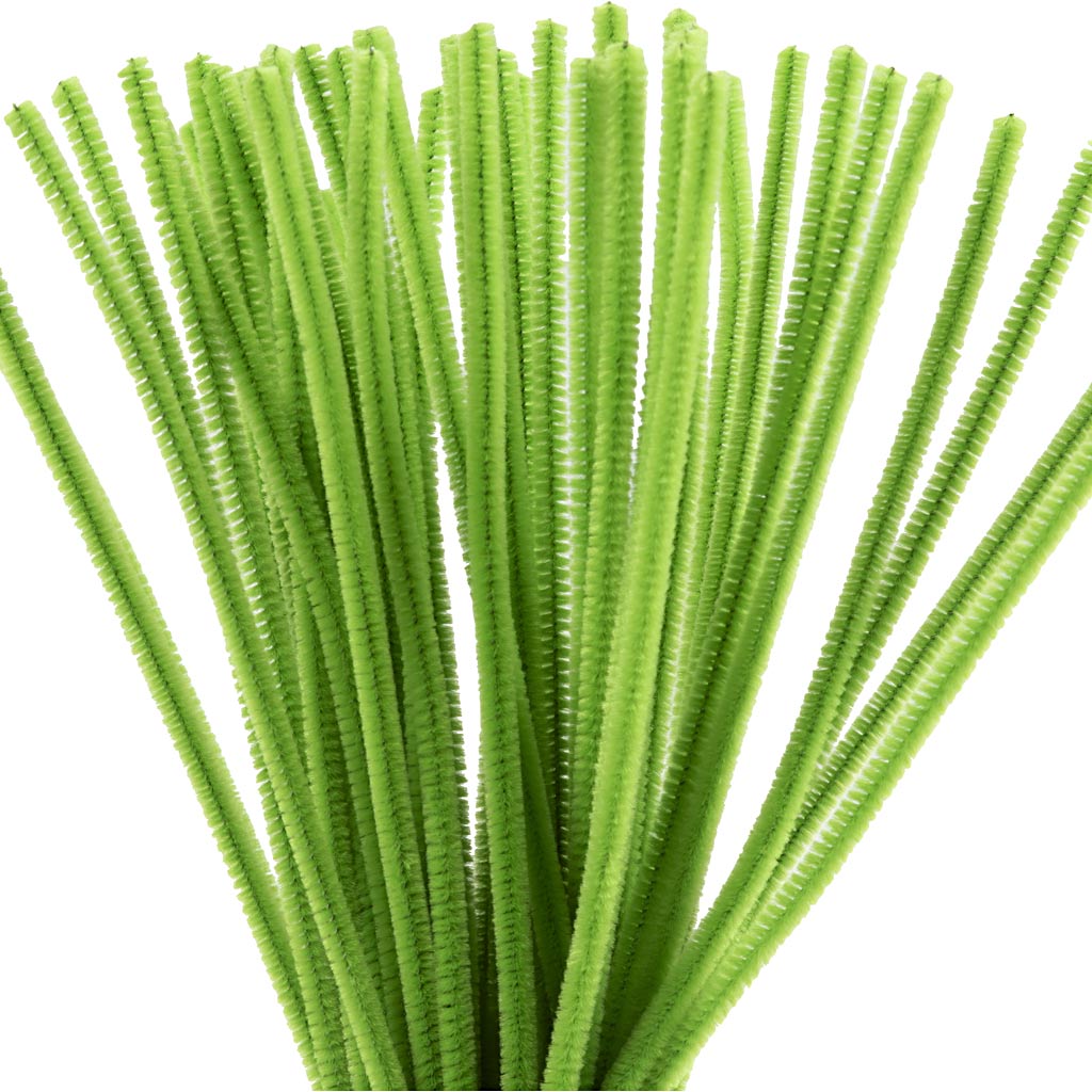 Creativ company chenille, l: 30 cm, dikte 6 mm, lime groen, 50 stuk 1 doos