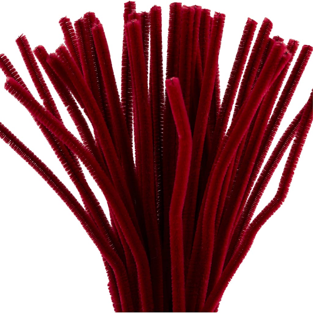 Creativ company chenille, l: 30 cm, dikte 6 mm, donkerrood, 50 stuk 1 doos