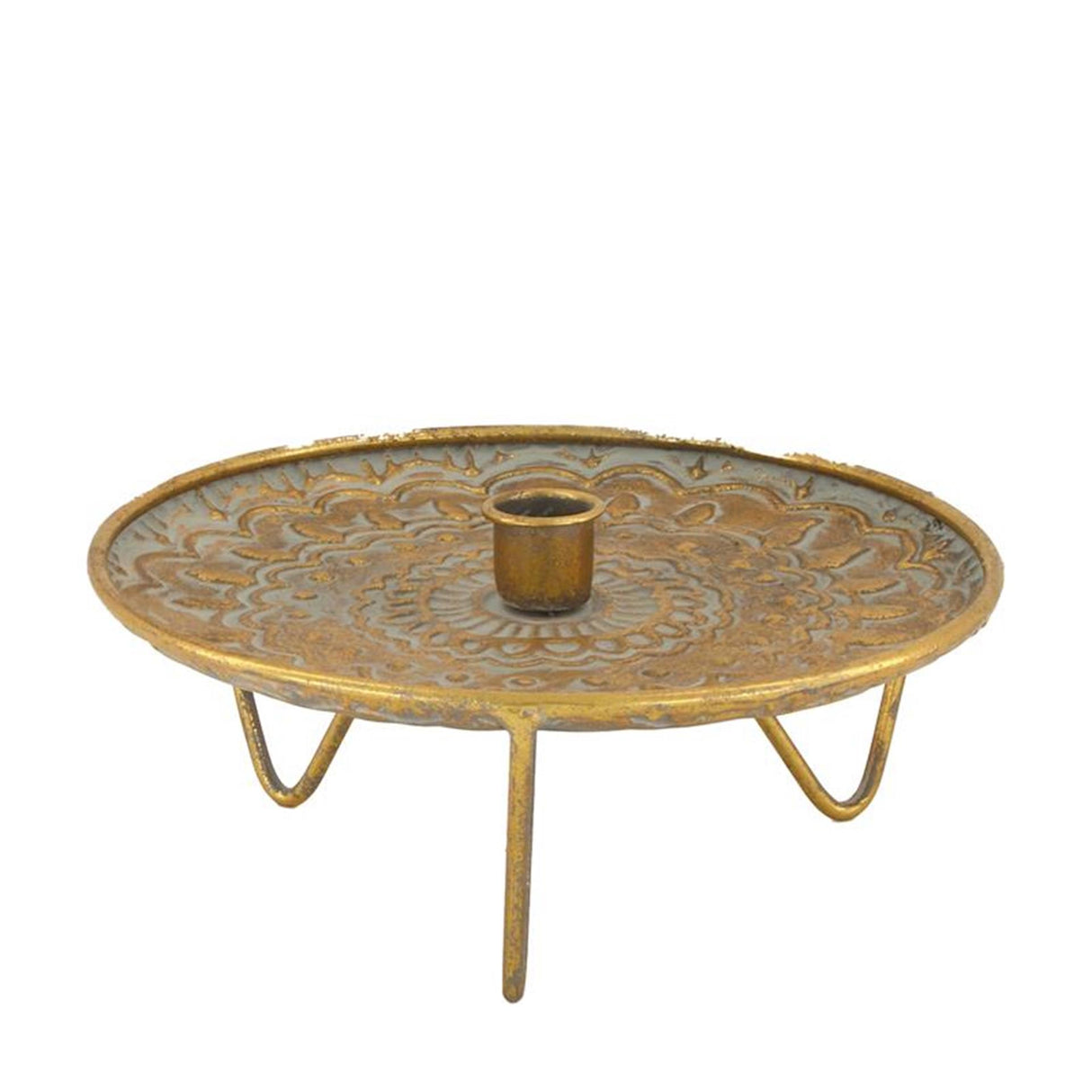 Naturel collections kandelaar metaal ø22x9,5cm goud