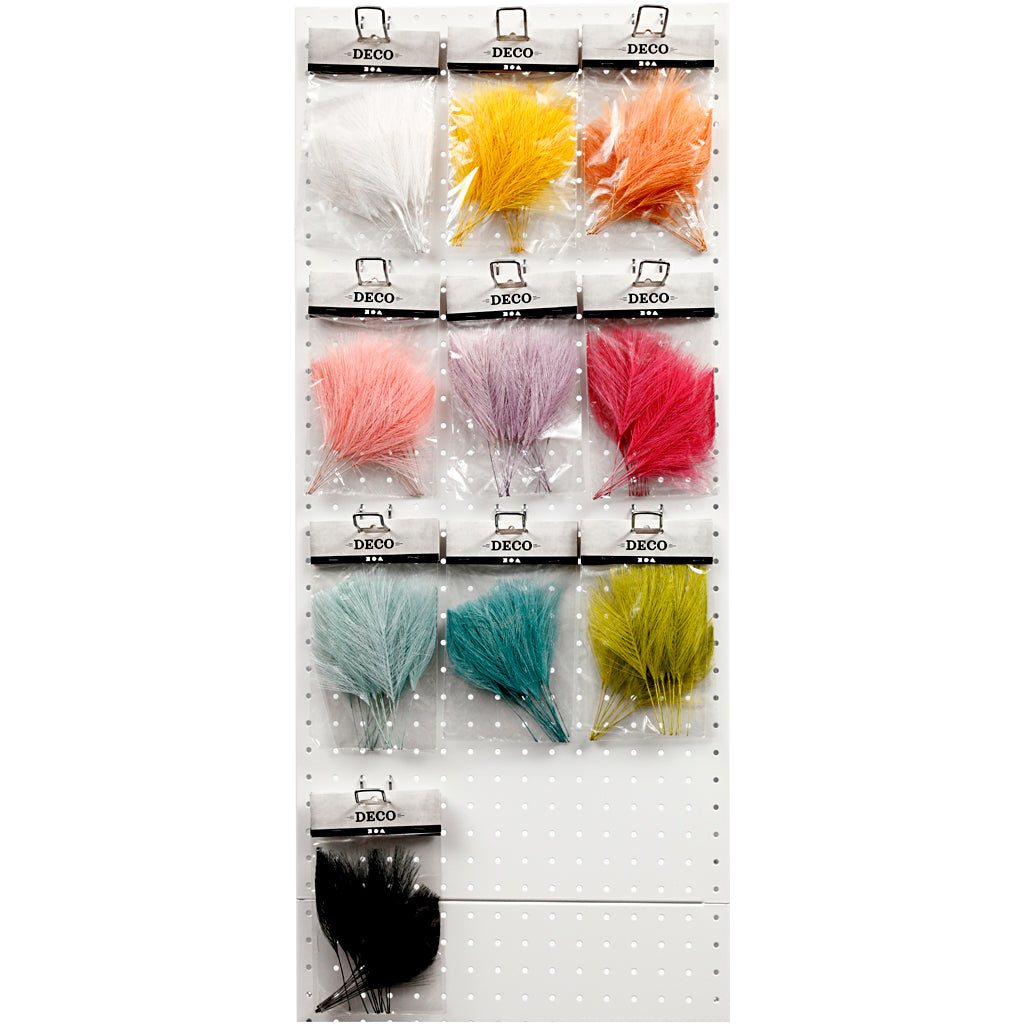 Creativ company artificial feathers, l: 15 cm, w: 8 cm, various colors, 10x10 box 1 box