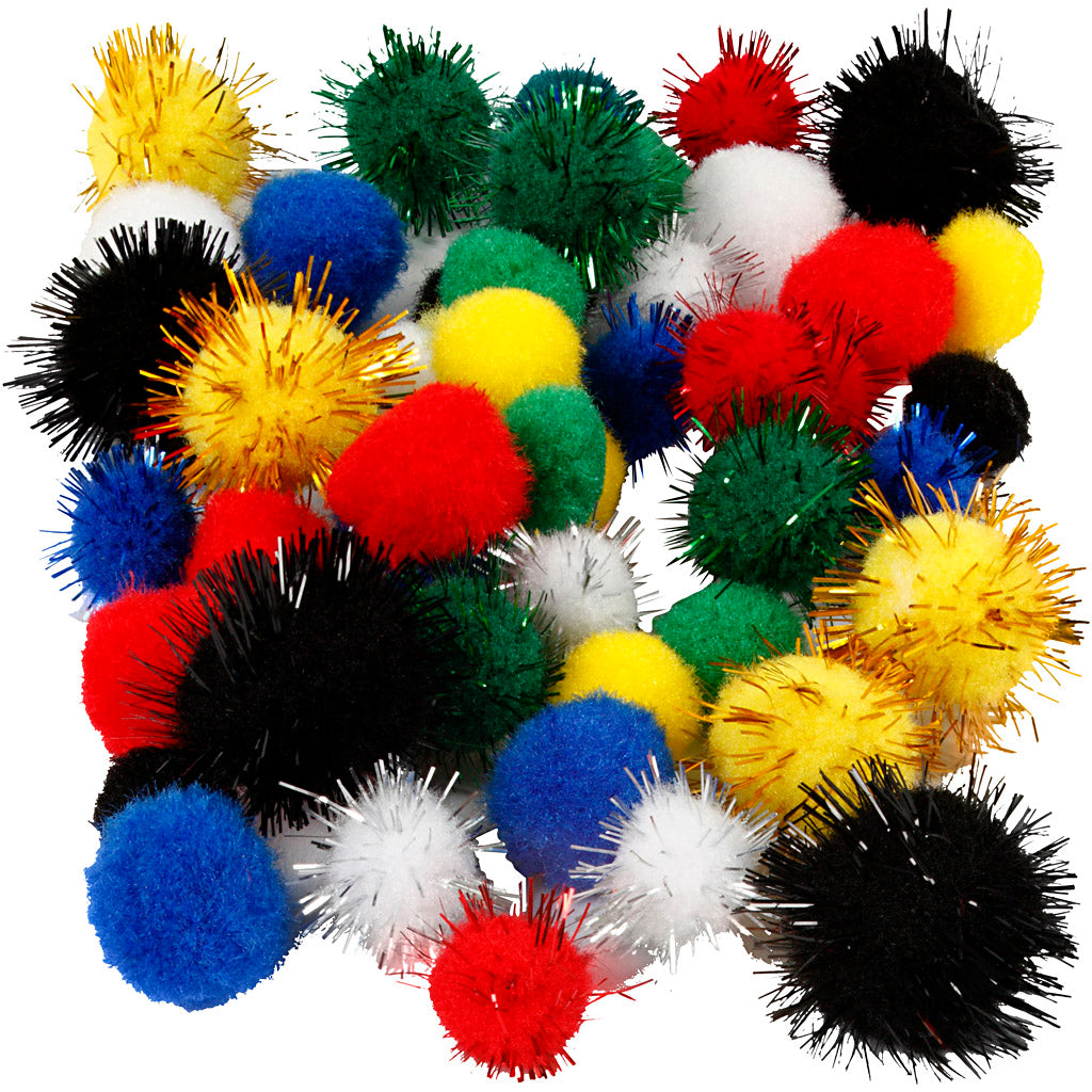 Creativ company pompoms, d 15+20 mm, various colors, 48 ​​div 1 box