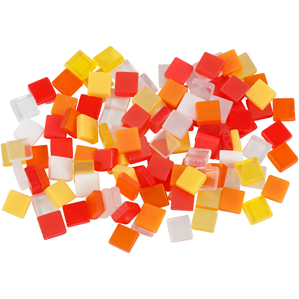 Creativ company mini mosaic, size 5x5 mm, thickness 2 mm, red orange harmony, 25 g 1 box