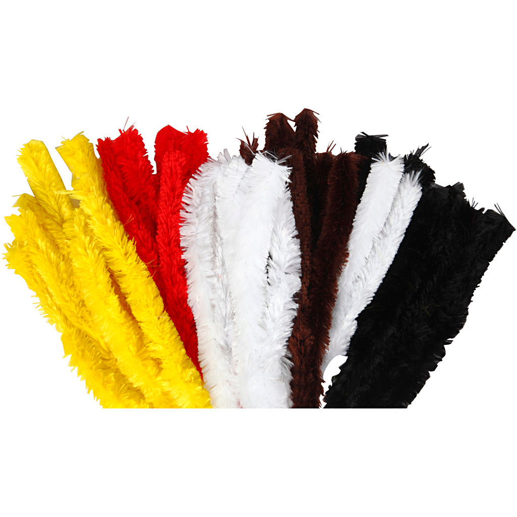 Creativ company chenille, l: 40 cm, thickness 30 mm, various colours, 48 ​​pieces in 1 box