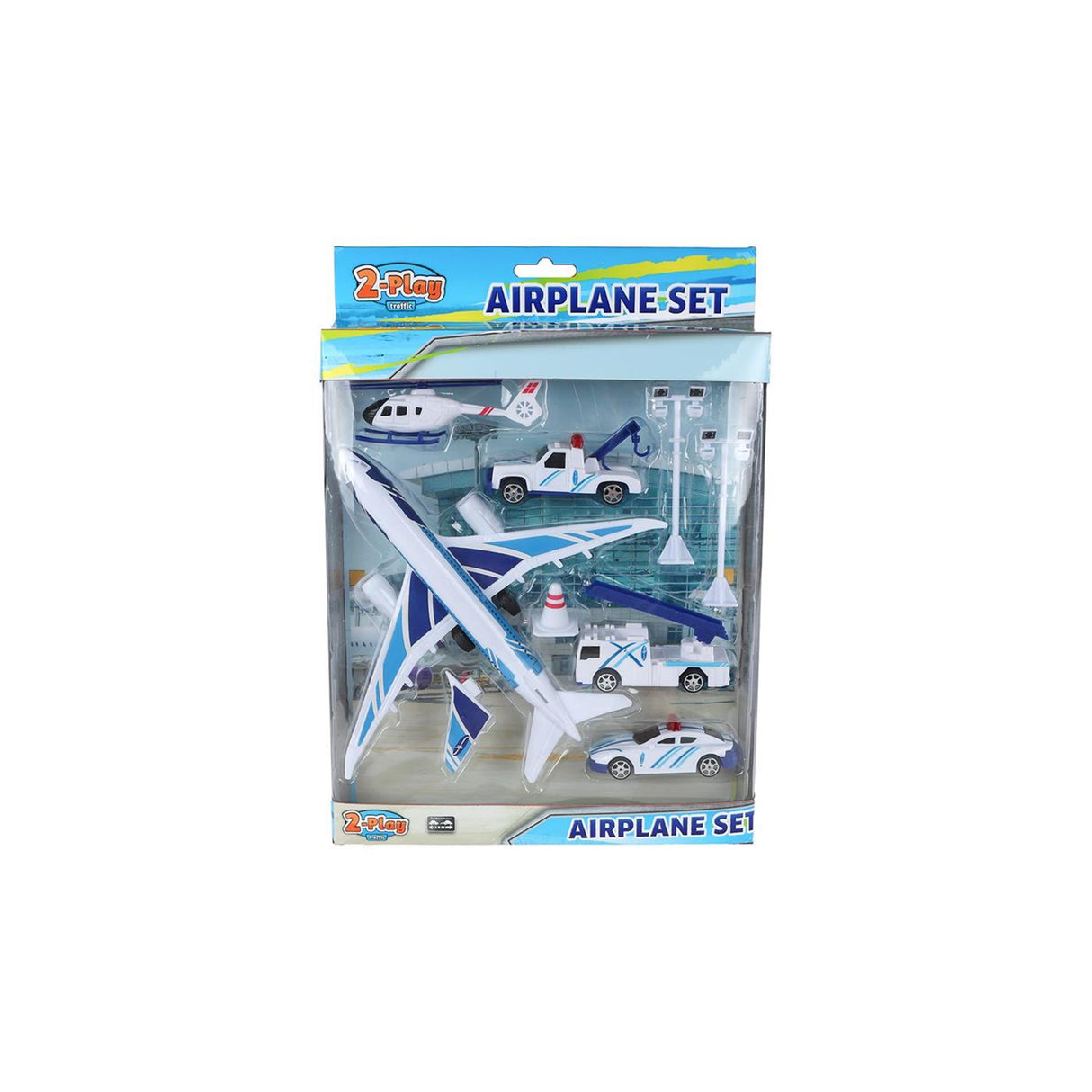 2-play airplane pull back with 4 vehicles and accessories