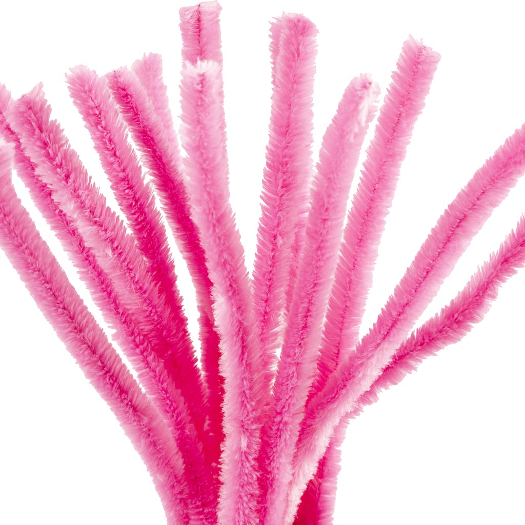 Creativ company chenille, l: 30 cm, thickness 15 mm, pink, 15 pieces 1 box