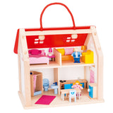 Kufr Goki Wooden Dollhouse s příslušenstvím
