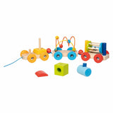 Goki wooden train Rio with blocks, bead labyrinth, rattle