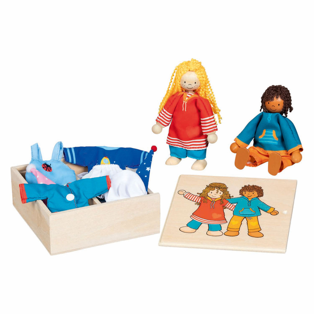 Goki flexible dolls fynja fabio, 6 outfits