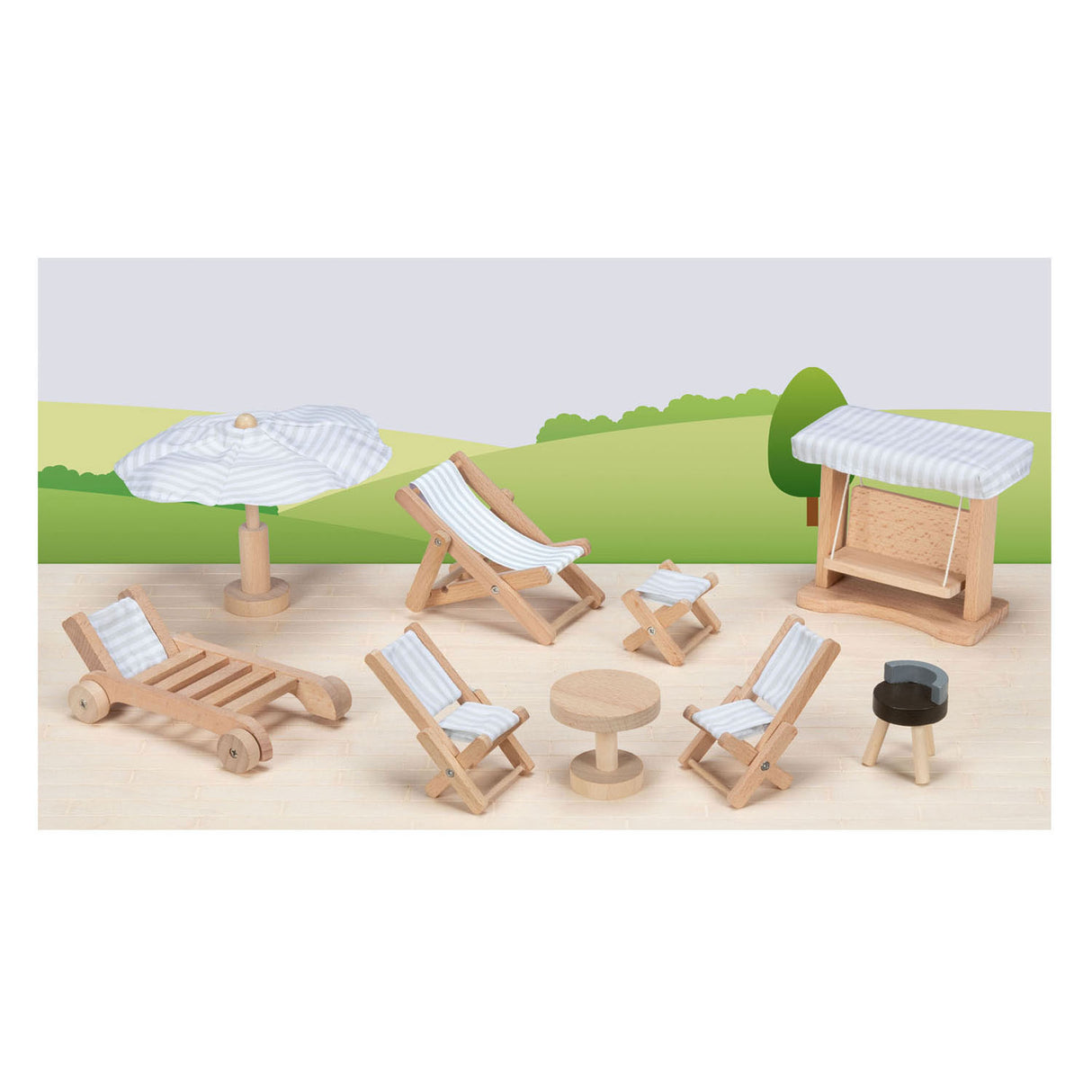 Goki wooden puppet furniture garden furniture, 9dlg.