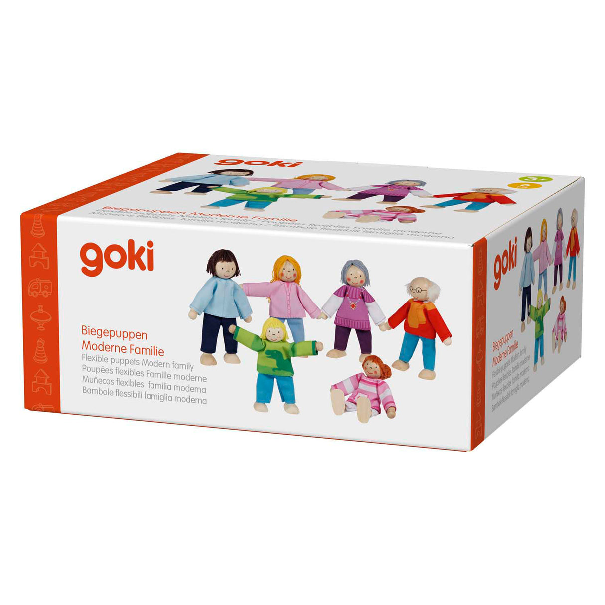Goki Wood Dollhouse Dolls Flexible Modern Family, 6st.