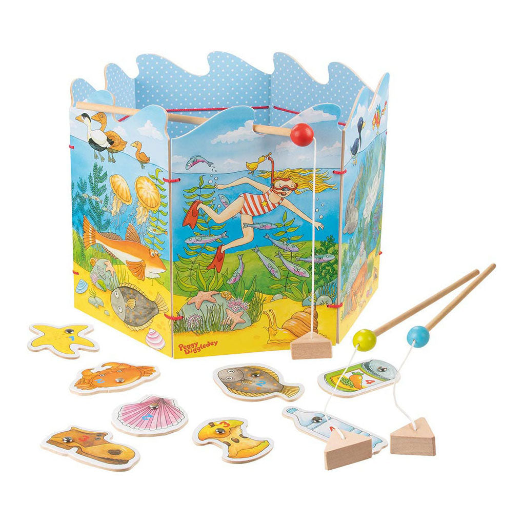 Goki Wooden Fish Game Peggy Diggledey, 16dlg.