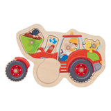 Goki wooden stud puzzle wheel loader, 6 pcs.