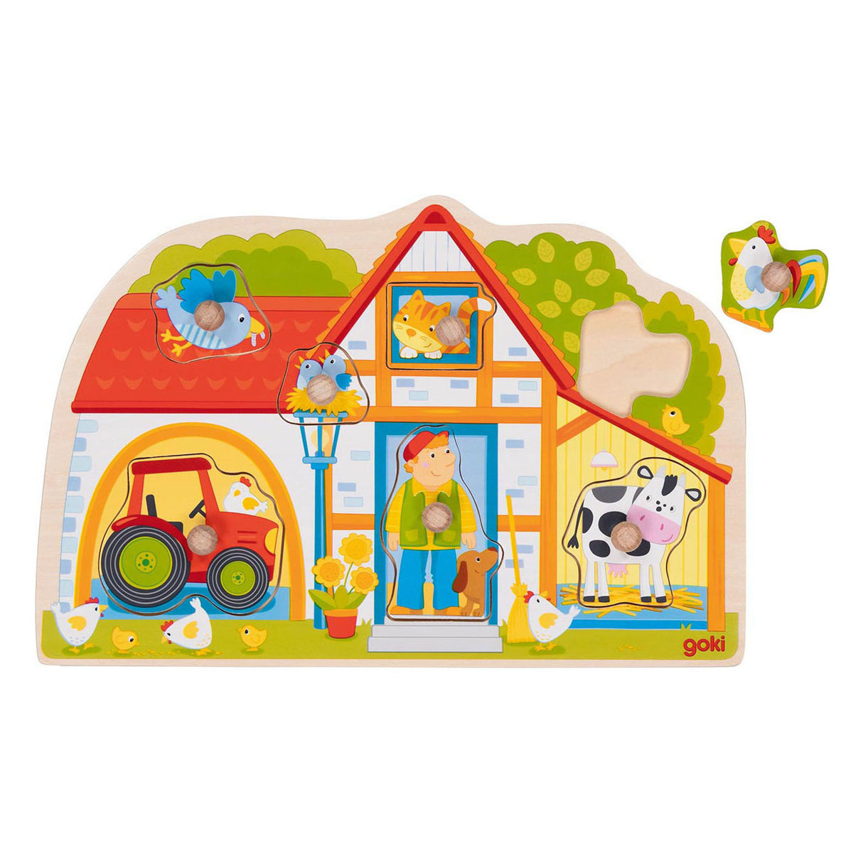 Goki Wooden Nick Puzzle My Farm, 7st.
