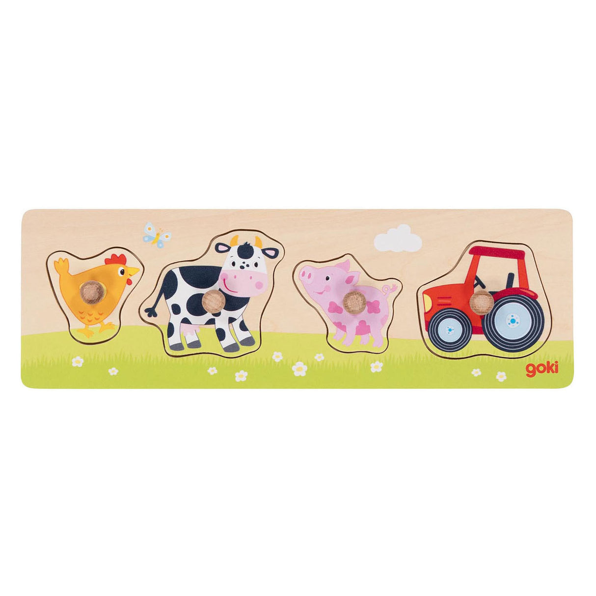 Goki Wooden Stud Puzzle na farmě, 4..