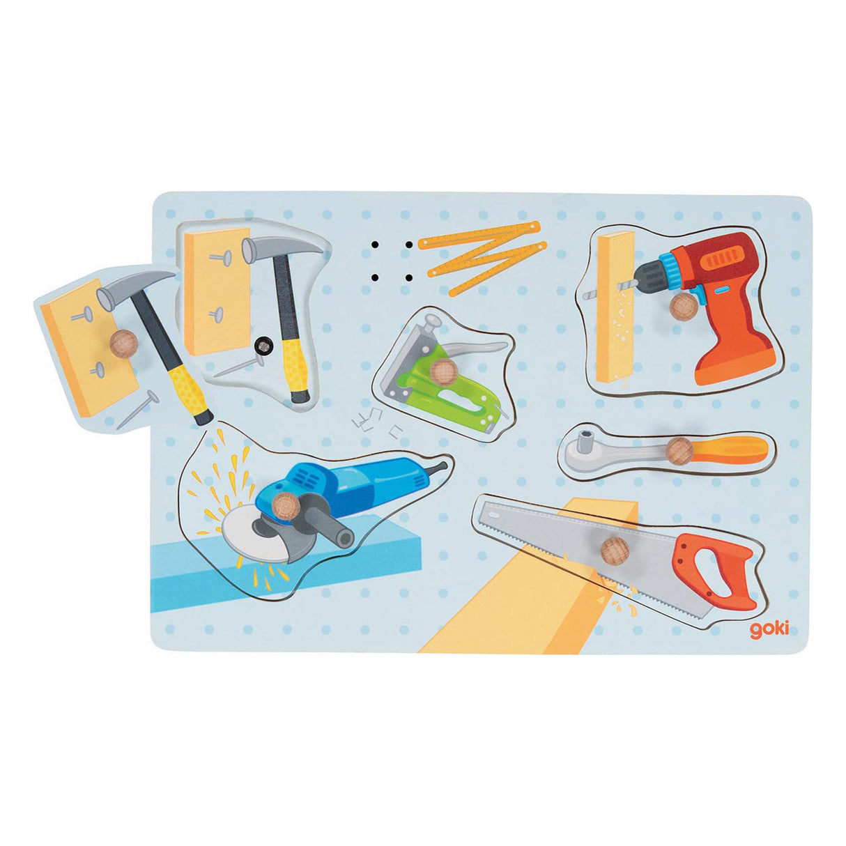 Strumenti di puzzle a forma di legno Goki con suono, 6st.