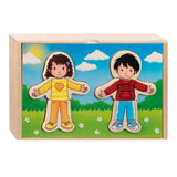 Goki Holzdressing -Puzzle -Junge und Mädchen in Houten Box, 36st.
