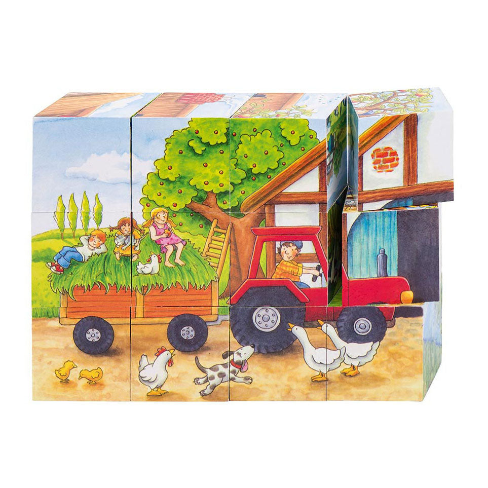Goki Wood Block Puzzle -sæsoner på gården, 12 ..