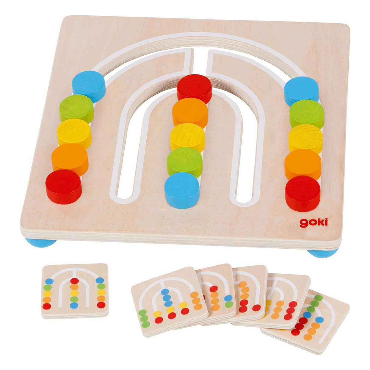 Goki wooden color sorting board rainbow, 7dlg.