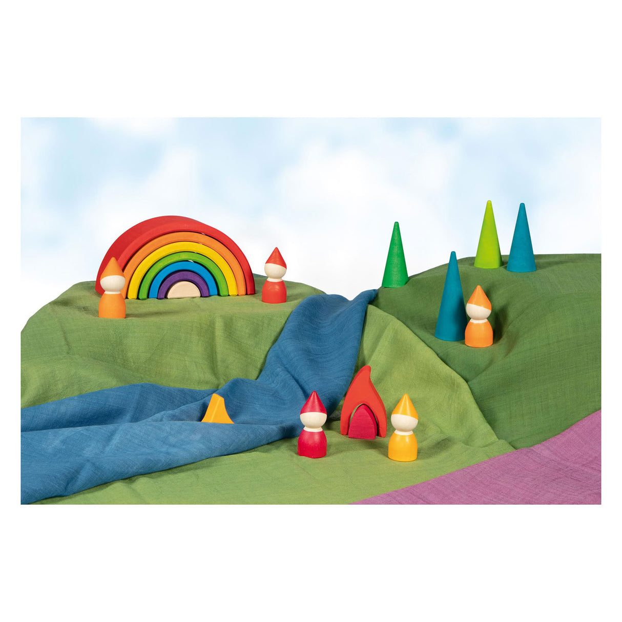 Goki wooden building blocks rainbow, 5dlg.