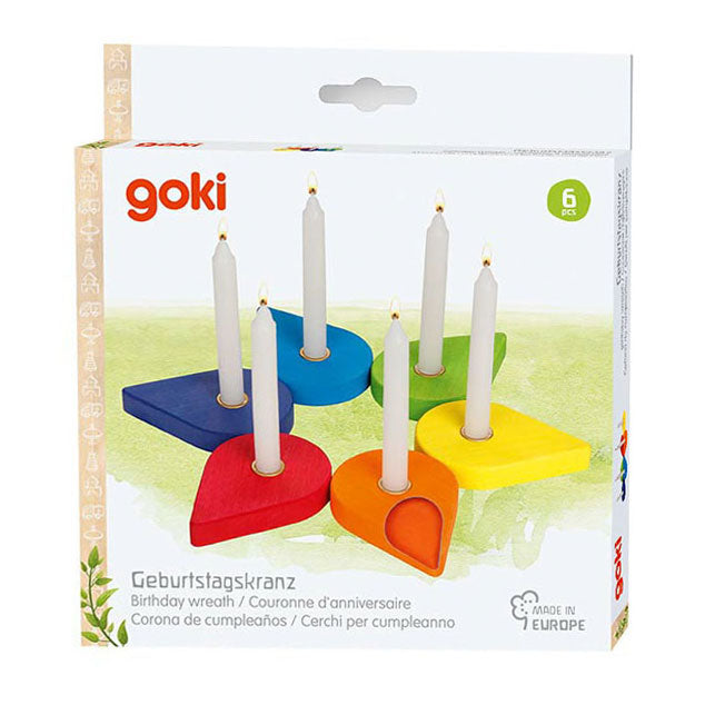 Candelas de corona de cumpleaños de madera Goki, 6dlg.