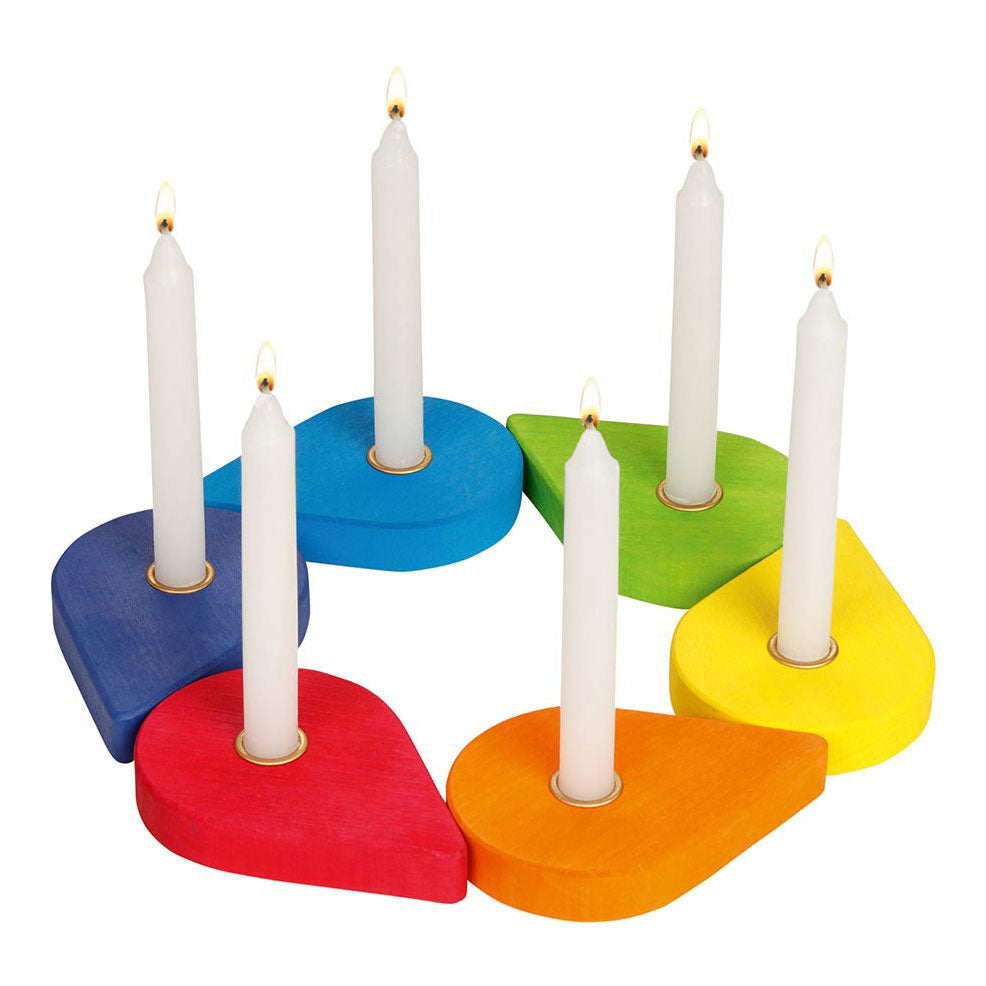 Goki Wooden Birthday Wreath Candlesticks, 6dlg.