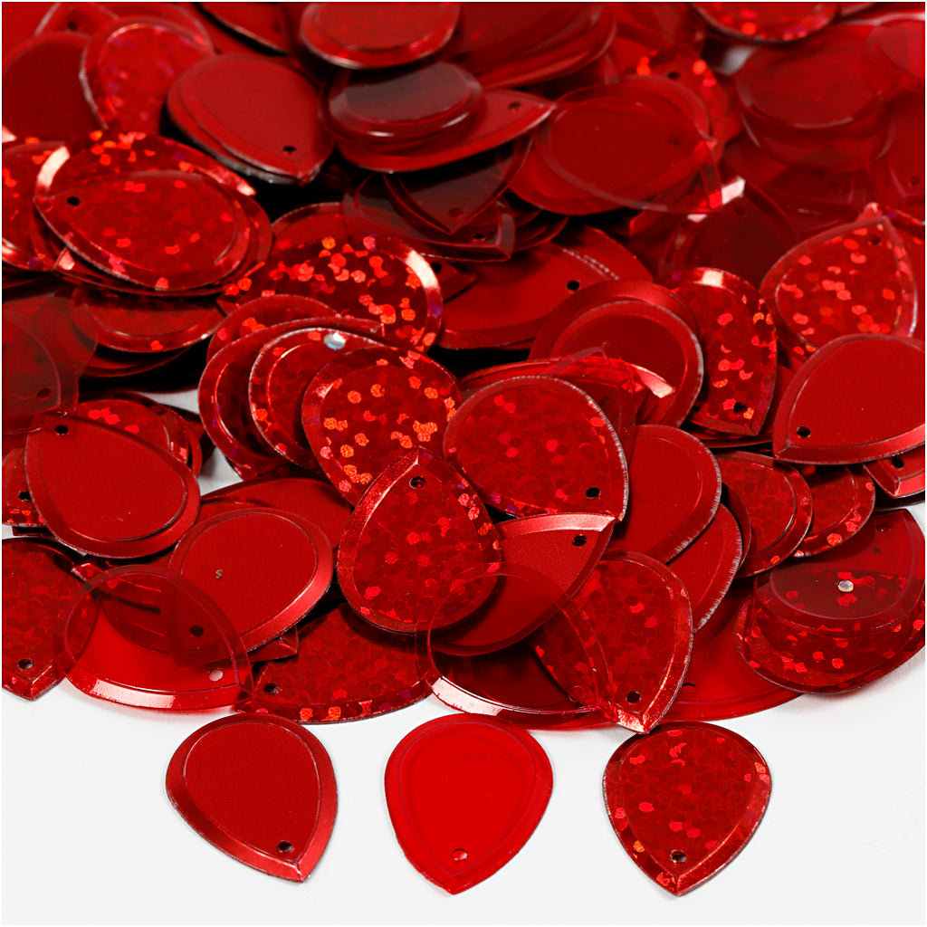 Creativ company sequins, drop, size 14x19 mm, red, 50 g 1 box