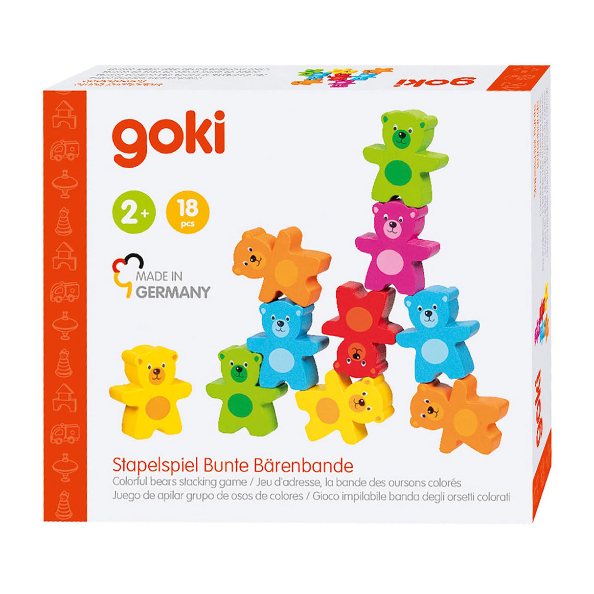 Goki Wooden Colors Bear Racking Game, 9dlg.