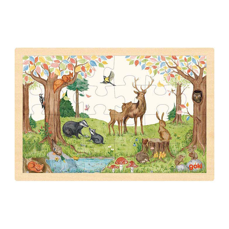 Goki wooden jigsaw puzzle in the forest, 24st.