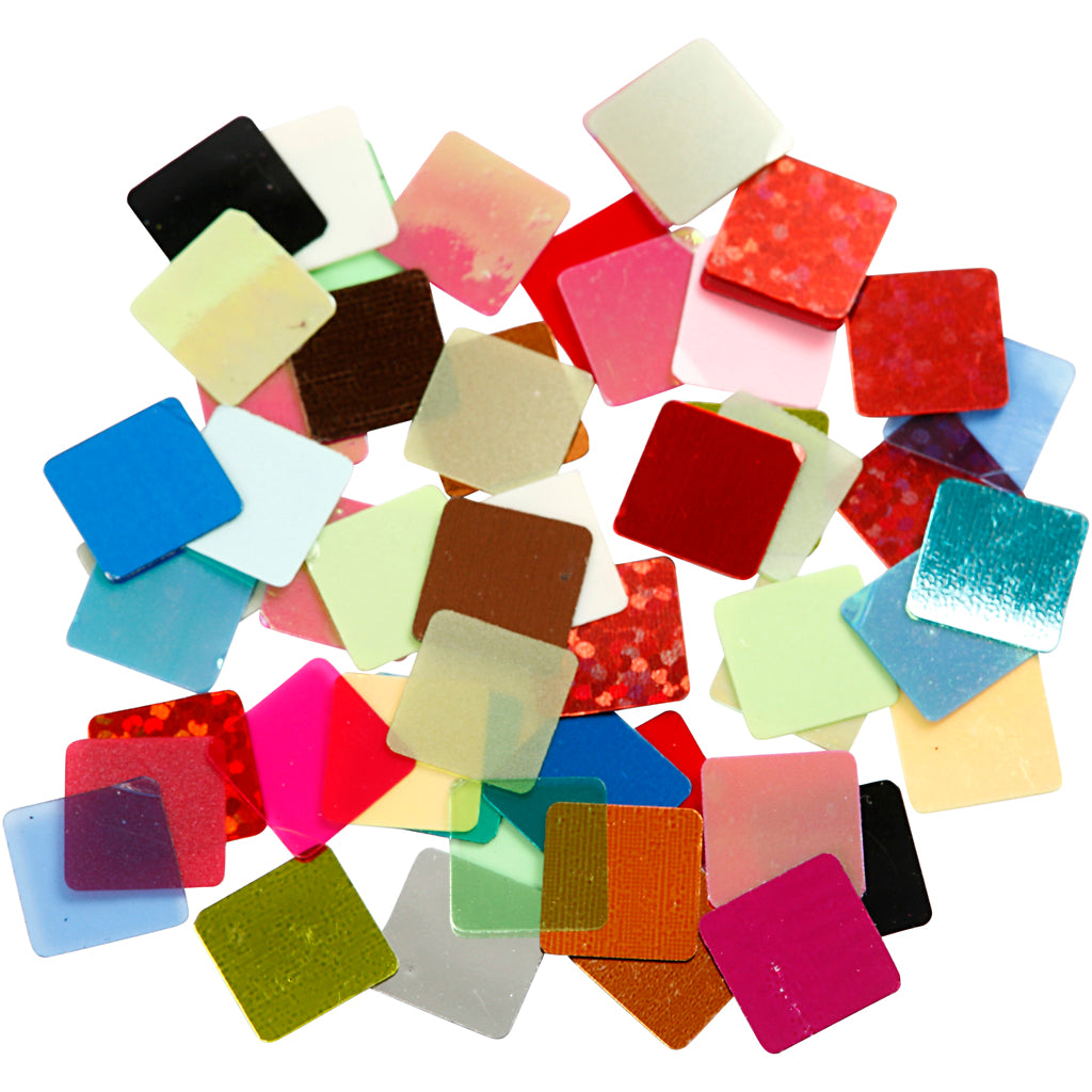 Creativ company foil mosaic tiles, size 10x10 mm, approx. 6875 pieces, various colors, 250 g 1 box