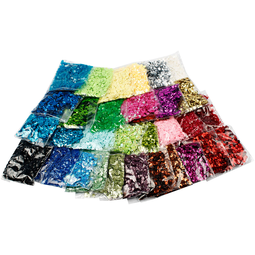 Creativ company pailletten, afm 6 mm, 32x25 gr 1 doos