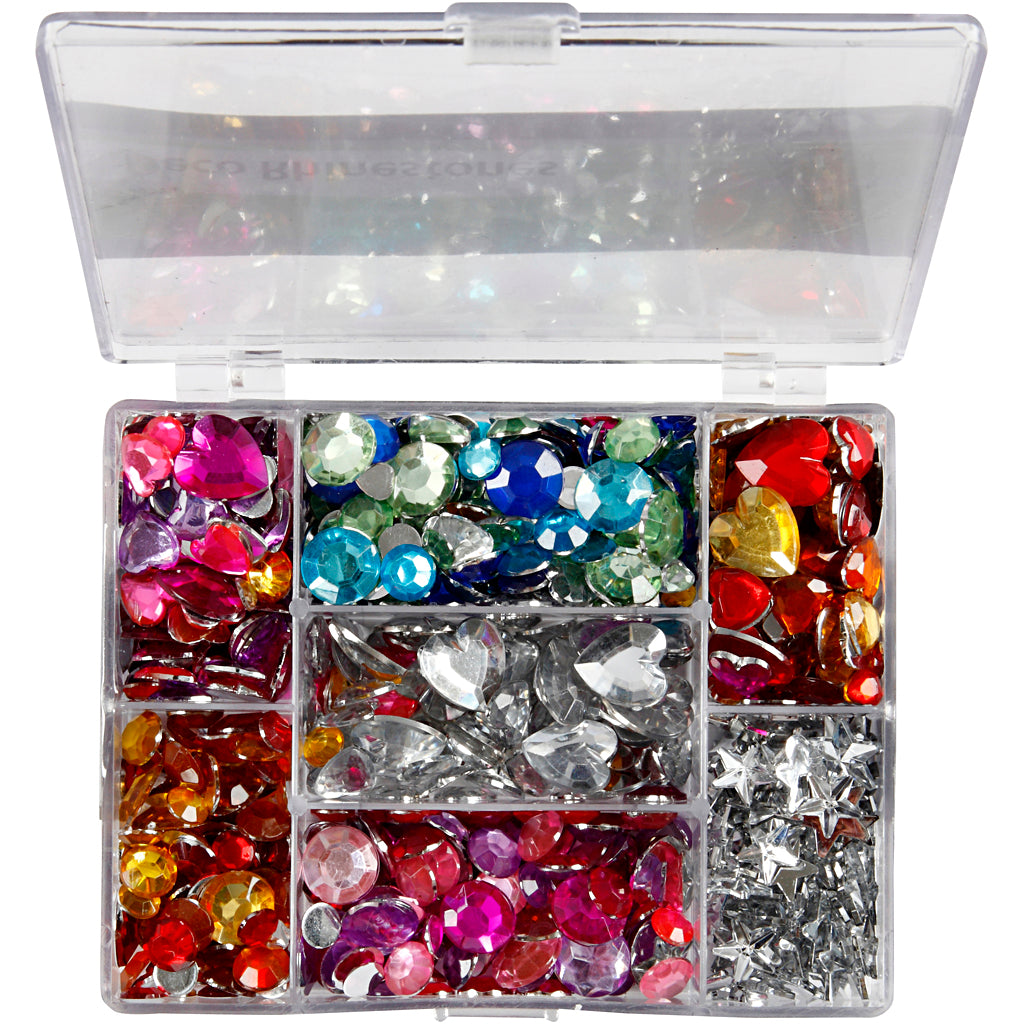 Strasstones in storage box, 300st.