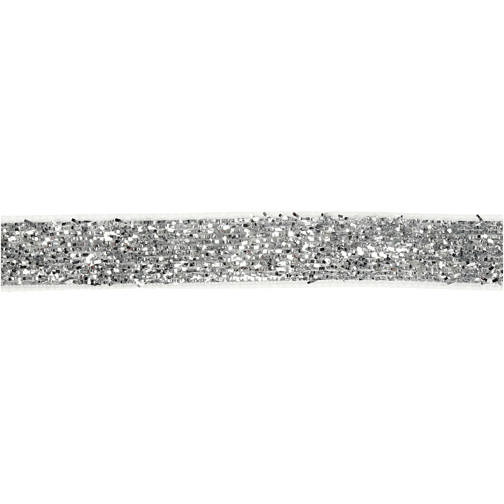 Vivi gade ribbon, w: 10 mm, silver, 5 m 1 roll