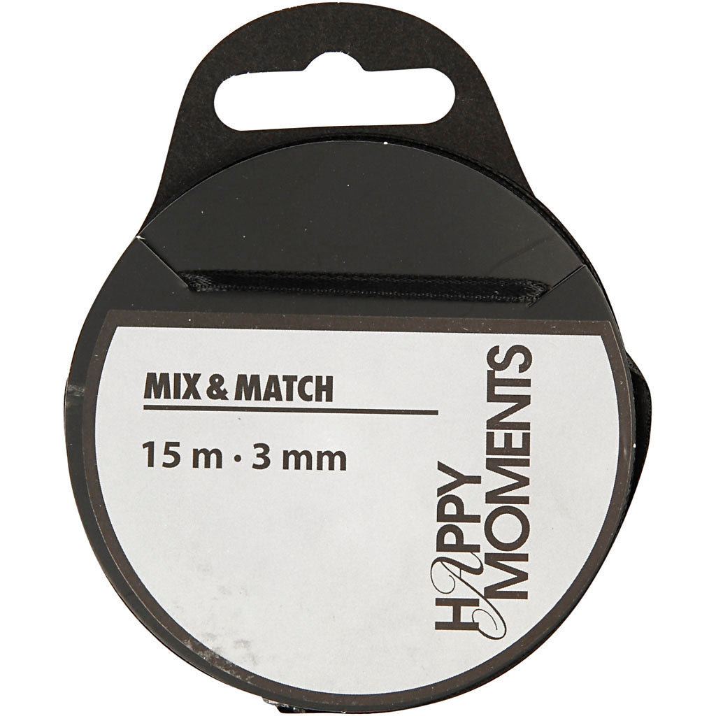 Creativ Company Satin ribbon Black, 15m