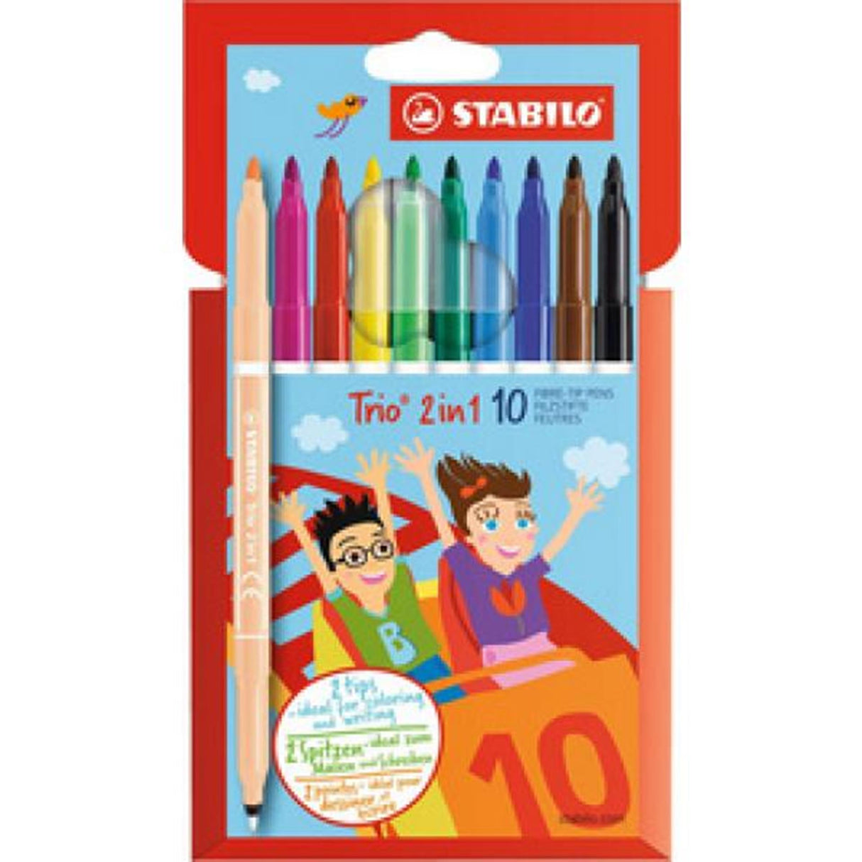Stabilo trio 2 in 1 viltstift etui 10