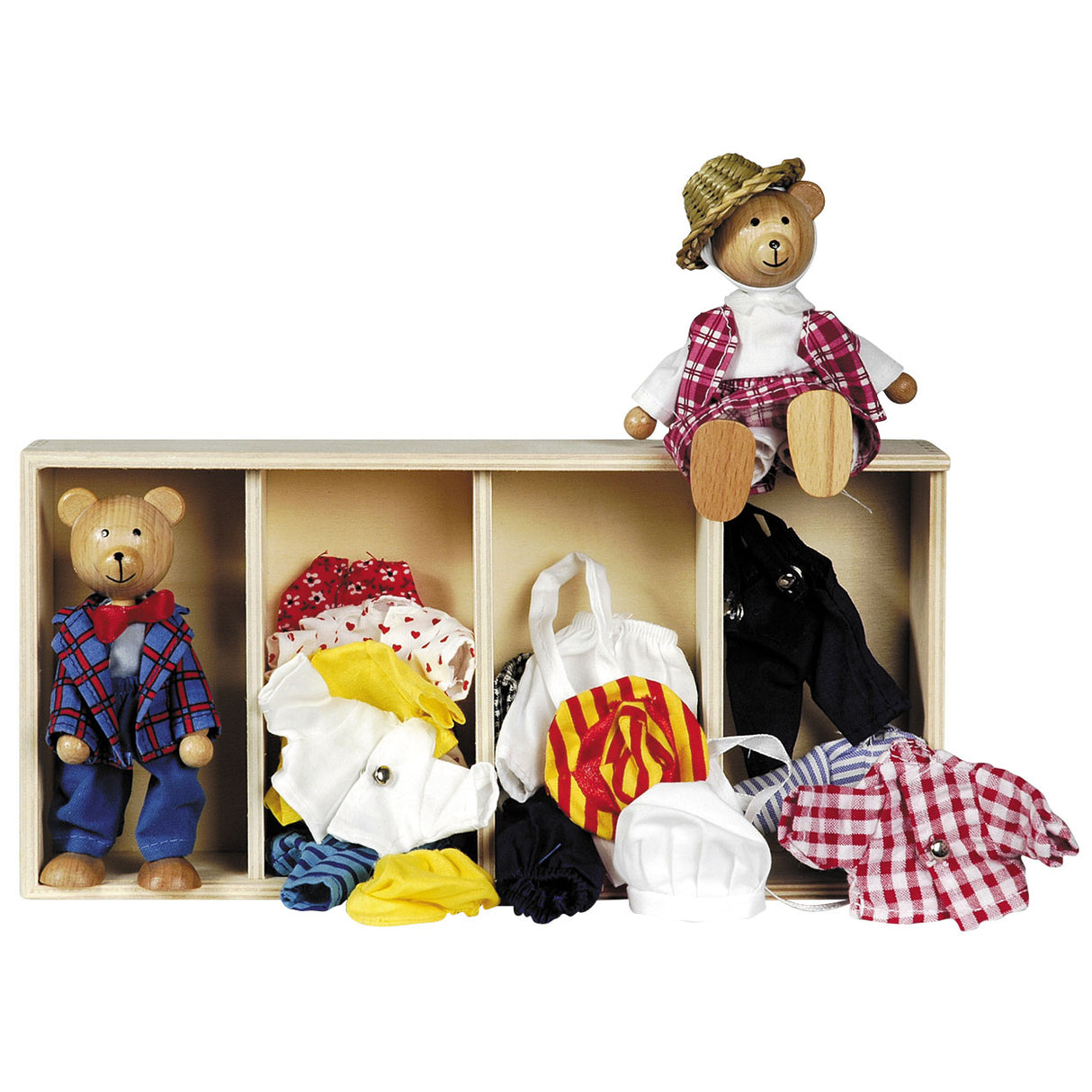 Goki Dollhouse Bear Figures + Clothes