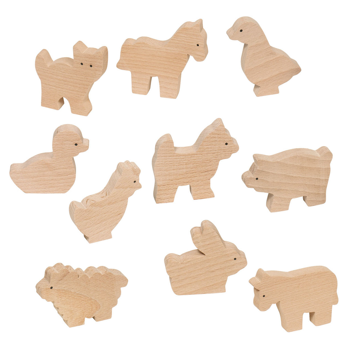 Goki Wooden Farm Dieren, 10st.