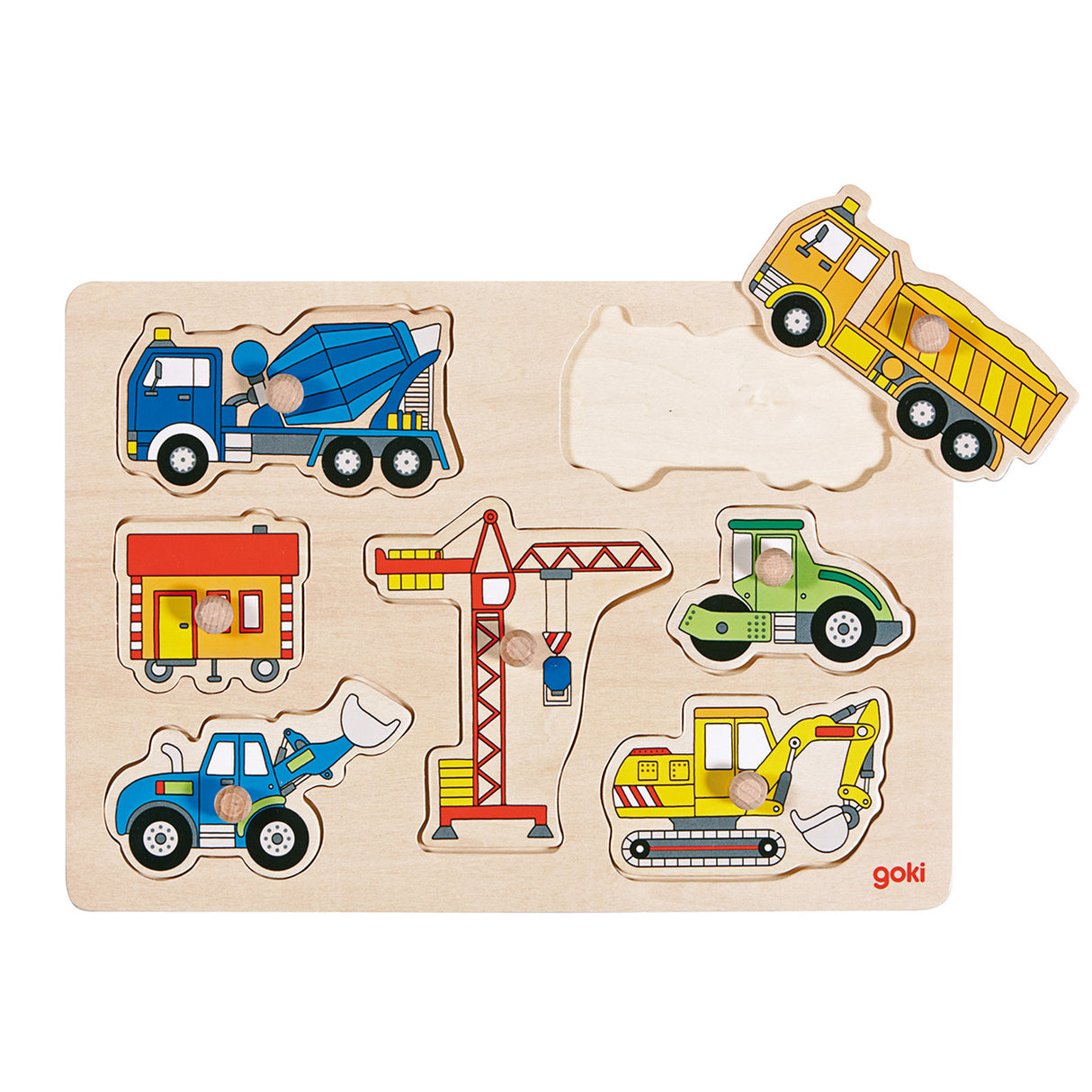 Goki Wooden Nick Puzzle - Work Vehicles