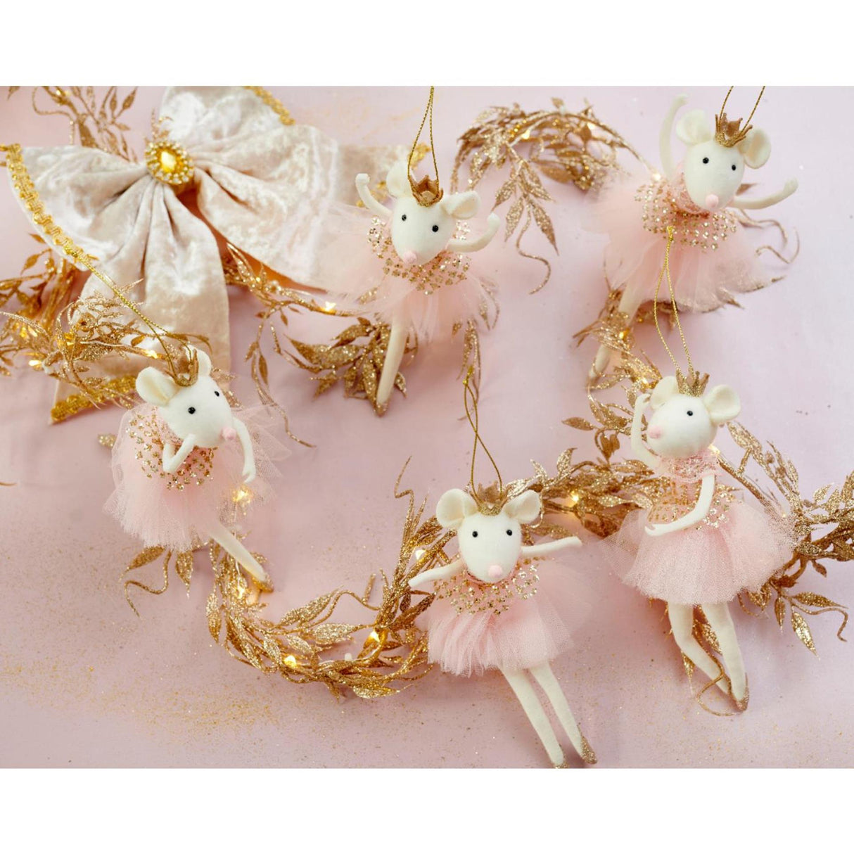 Decoris kersthanger muis polyester 9x4x19,5cm