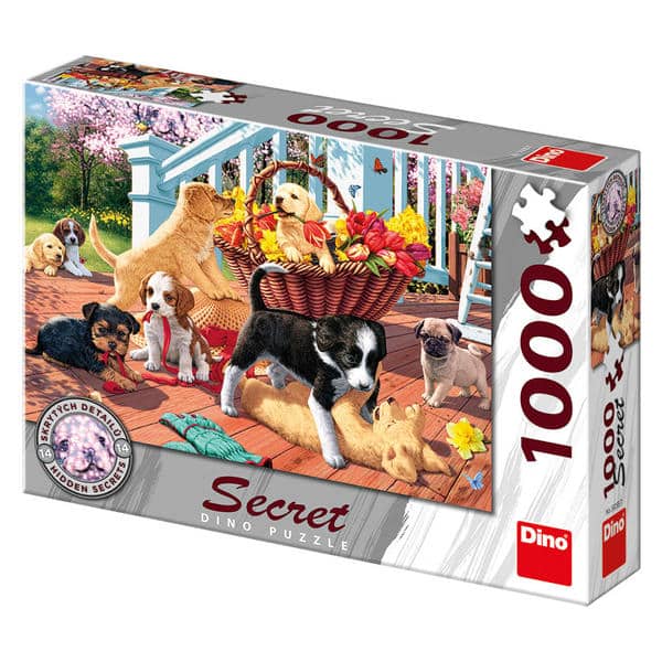 Dinotoys dino puzzle of playing dogs with 14 hidden secrets - 1000 pieces