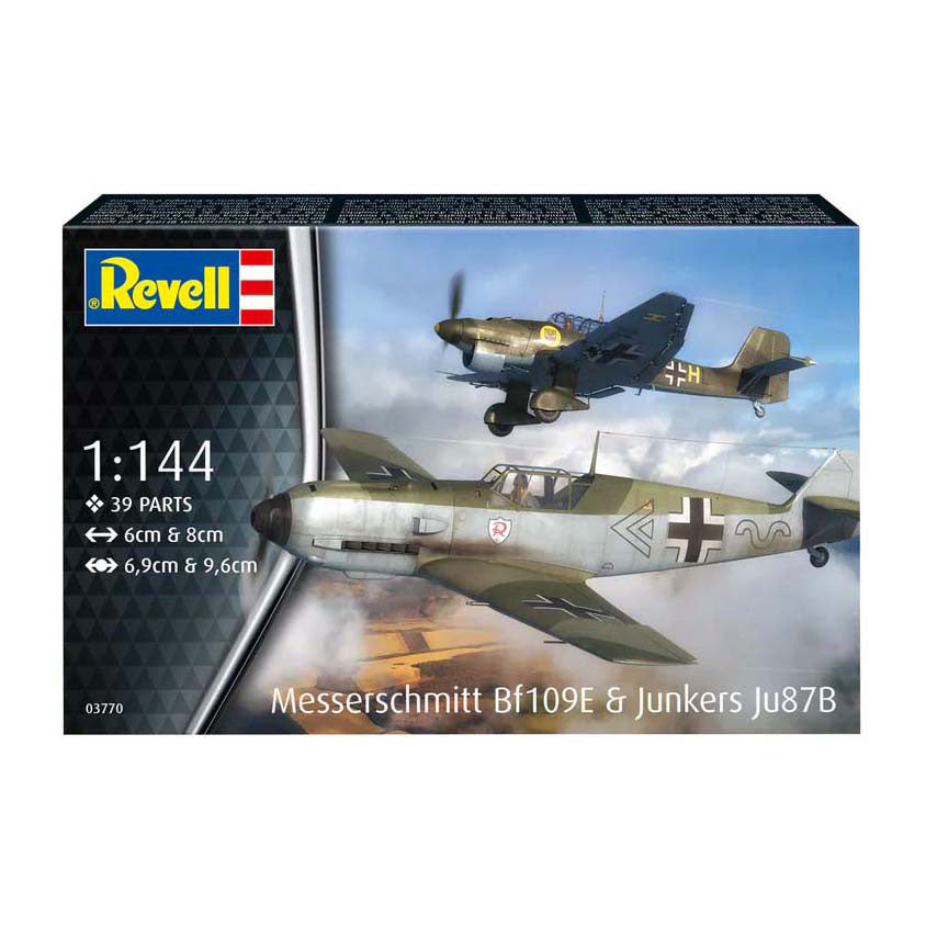 Revell modelsæt - messerschmitt bf109e junkers ju87b 1:144 - 39 stk.