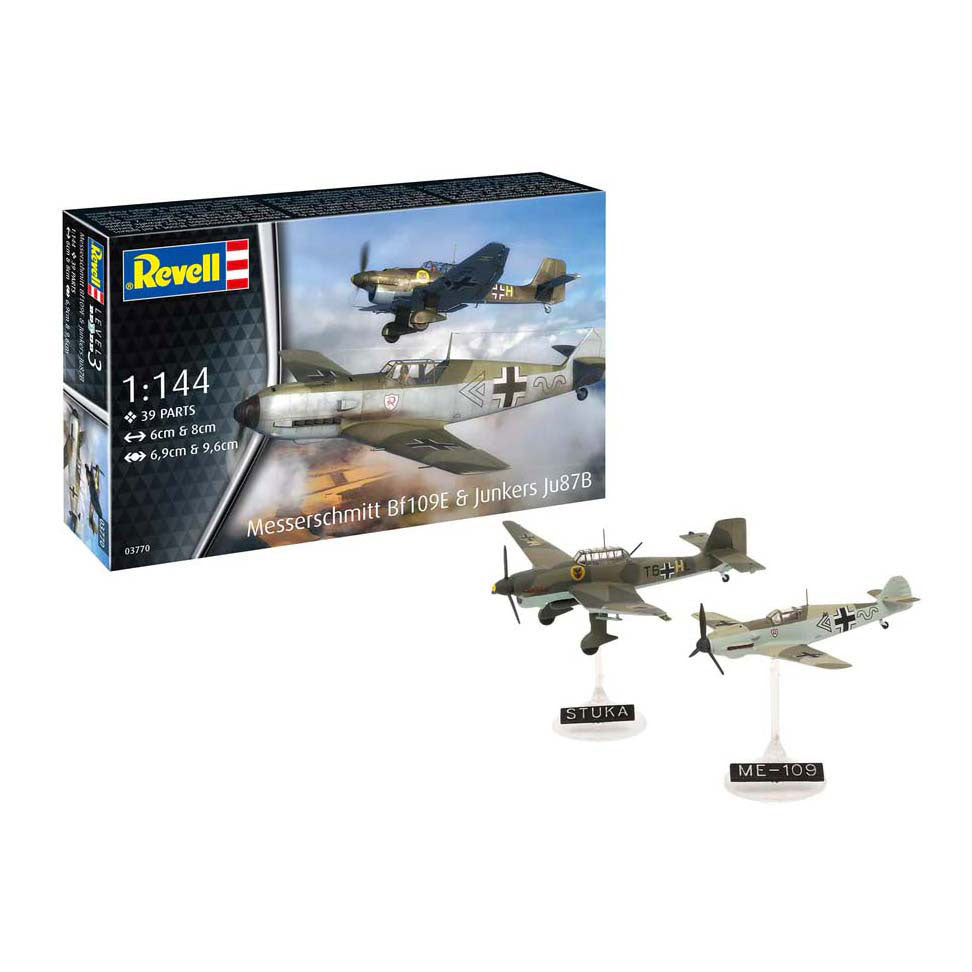 Revell modelsæt - messerschmitt bf109e junkers ju87b 1:144 - 39 stk.