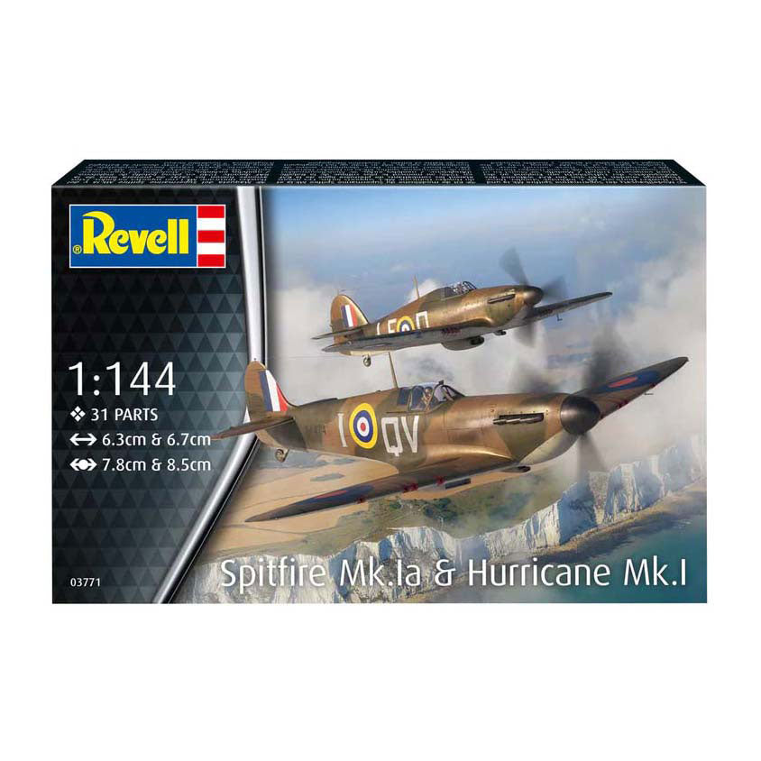 Revell modelbouwpakket - spitfire mk.1a hurricane mk.1 1:144 - 31dlg.